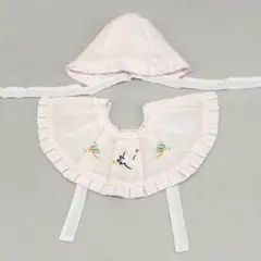 ゆりのはな　お宮参り　女の子　フードスタイ　２点セット　刺繍　薄ピンク　I409