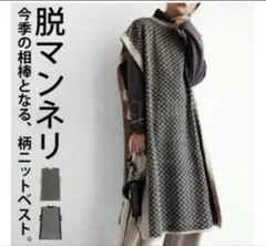 antiqua アンティカ ジャガード柄ロングニットベスト