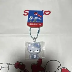 ぷっくりったいプチボールチェーン　ハローキティ　水色チェック