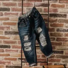 ブリーズ　20周年プレミアムデニムパンツ　ネイビーブルー　130㎝