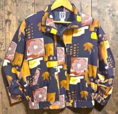 90s 総柄ジャケット ブラウン 花柄 レトロ オーバーサイズ ヴィンテージ M