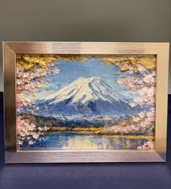 アクリル画 原画 富士山と桜の夜明け F3キャンバス - メルカリ