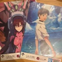 新品　エヴァンゲリオン 一番くじ J賞ビジュアルシート　マリ・シンジ　2点セット