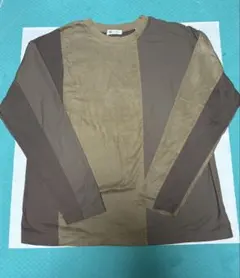 tk. TAKEO KIKUCHI ブラウン系パネルデザイン長袖カットソー