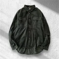 【ナイラス】コーデュロイシャツ テールカット 綿100％ フルボタン L