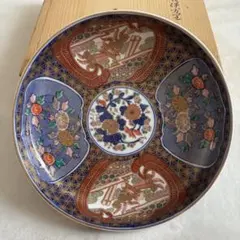 林九郎 古伊万里 松竹梅 八角 盛皿 飾り皿 金彩 鯉 狛犬 皿立て付き