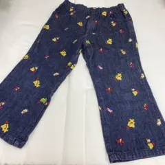 ミキハウス　刺繍デニム　100 カラフル　総柄