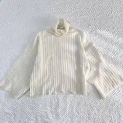 ZARA ザラ オーバーサイズ タートルネックニット M ホワイト ゆったり
