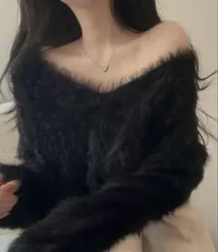 kirakirashop シャギーニット　トップス　Ｖネックのサムネイル