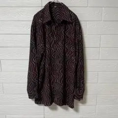 古着　極美品　JAPACHE 総柄　昭和レトロ　長袖シャツ　M
