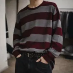 OLD GAP thermal border l/s burgundy