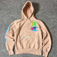 e*2様 チャンピオン リバースウィーブ マルチロゴ パーカー ピンク M メン