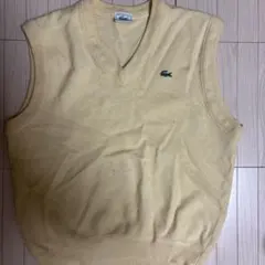 【フランス製】LACOSTE ニットベスト Vネックワニロゴ イエロー
