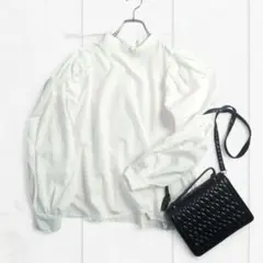 ブラウス スタンドカラー m ホワイト