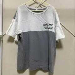 キッズ 半袖 150cm 配色 グレー コットン Tシャツ 男児のサムネイル