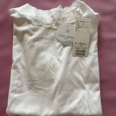 SM2ホワイト レース付き襟 Tシャツ M