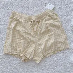 UNIQLO 夏 春 黄色 ギンガムチェック ショートパンツ LX 薄い 軽いのサムネイル