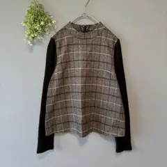 ページボーイ［F］上品クール◎ドッキングチェック柄ツイードカットソー×リブニット