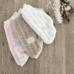 ハンドメイド　立体ストライプ&ドット両面ボアタンクトップ　犬服