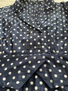 レトロ　ネイビー・ホワイト水玉テーラードジャケット