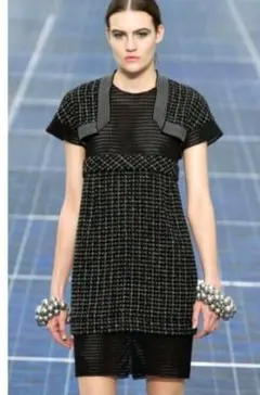 【 極美品 】 シャネル　ミックスツイード　ワンピース　黒　小さいサイズ　正規品