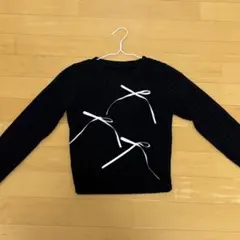 リボン付き 黒ニット