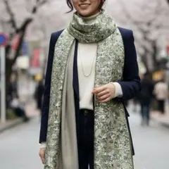 着物 リメイク ストール 緑系 和柄 個性的 オシャレ