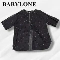 BABYLONE バビロン ドット柄 シアーブラウス 半袖 ブラック 2WAYのサムネイル
