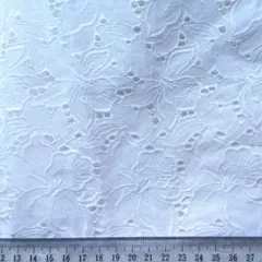 ホワイト花柄刺繍レース生地 30 × 100cm