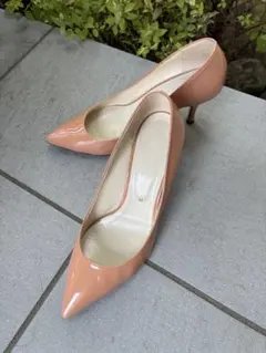 プラダ PRADA パンプス パテント エナメル 22.5cm ピンクベージュ