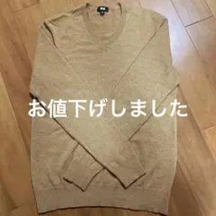 ♡UNIQLO メンズベージュ カシミヤ100% Vネック セーター M