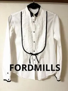 フォーミルズ　FORDMILLS 白　日本製　プリーツ　ブラウス　パイピングのサムネイル