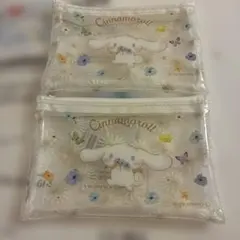 シナモロール 刺繍フラットポーチ 2個セット