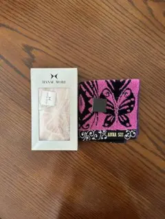 【新品未使用】HANAE MORIピンク蝶柄とANNA SUI ハンカチセット