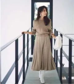 新品未使用 Mystrada マイストラーダ　オフショルフレアニットワンピース