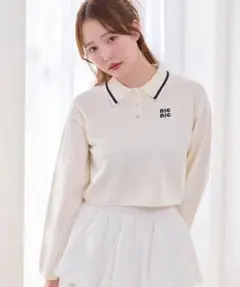 ナイスクラップ ロゴ入りポロ襟ニット
