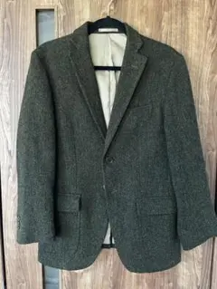 最終価格【美品】ウール100% メンズジャケット　カーキ・ダークグリーン　M