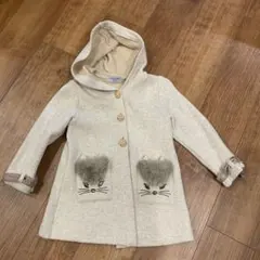 ANNA SUI mini ベージュ 猫刺繍 フード付きコート