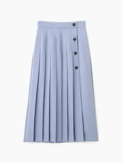 NATURAL BEAUTY BASICアシメプリーツボタンスカート ブルー