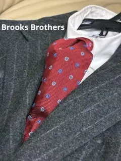 【USA製】美品Brooks Brothers 花小紋柄ネクタイ レッド