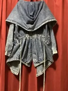 インディゴBIGパーカーアウター　アシンメトリー変形ジャケット　羽織