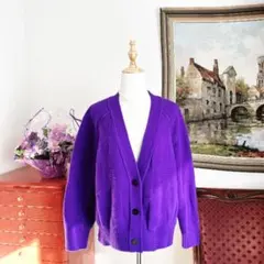 美品　Hermès エルメス アンビエ　ニット　セリエ　カーディガン パープルのサムネイル