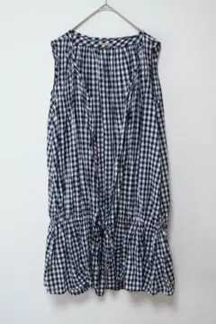 美品　ギンガムチェック　ノースリーブ　カーディガン