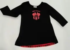 ミニーマウス ワンピース 黒 赤チェック