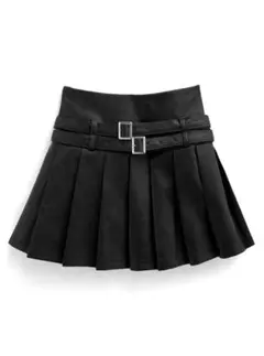 【新品】インパン裏地付きレザーベルトプリーツミニスカート[tu1482]