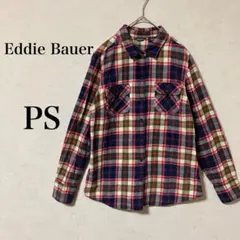 【エディーバウアー】 長袖チェック柄シャツ PS ダブルポケット 綿100%