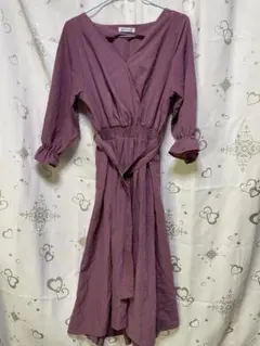 natural couture パープル ロングワンピース F