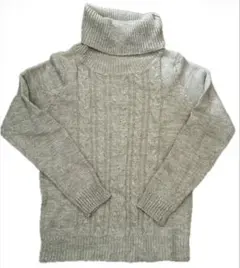 NICE CLAUP タートルネック ケーブル編み ニット セーター グレー