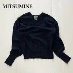 ミツミネ Ｖネックニットトップス セーター 大きいサイズ カジュアル ウール混