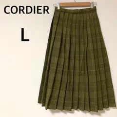 CORDIERプリーツスカート 【L】ロング丈 ウール100% ビンテージシック